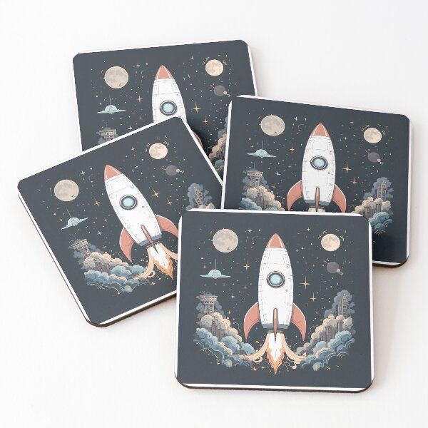 Item preview, Moon Futuristic Rocket Illustration Design Art Space Exploration designed and sold by ART ATTACK ZONE.