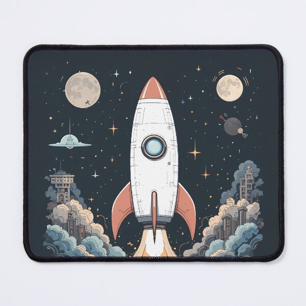 Item preview, Moon Futuristic Rocket Illustration Design Art Space Exploration designed and sold by ART ATTACK ZONE.
