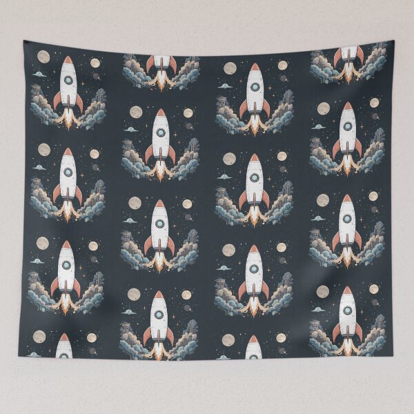 Item preview, Moon Futuristic Rocket Illustration Design Art Space Exploration designed and sold by ART ATTACK ZONE.