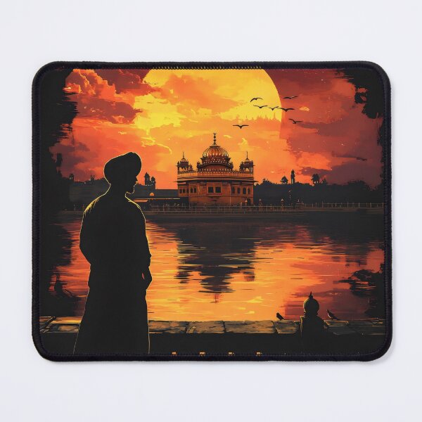 Item preview, Golden Temple at Sunset - A Sikh’s Moment of Contemplation designed and sold by CulturalVibes.