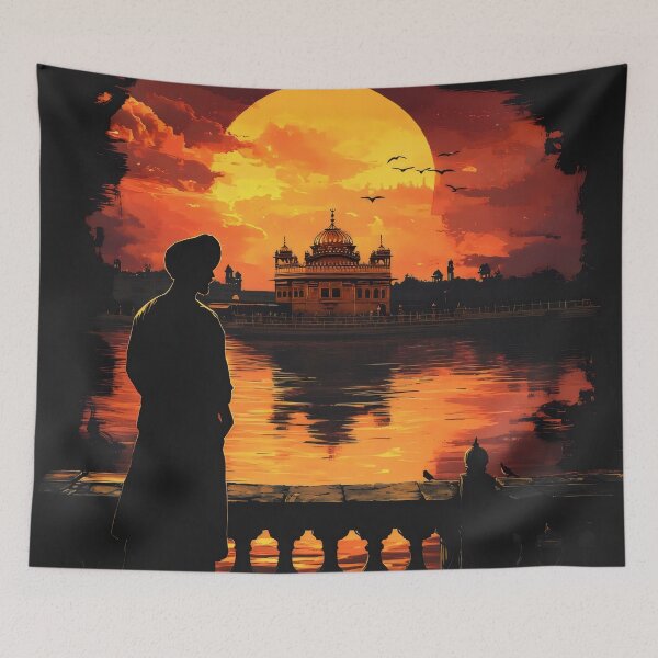 Item preview, Golden Temple at Sunset  - A Sikh’s Moment of Contemplation designed and sold by CulturalVibes.