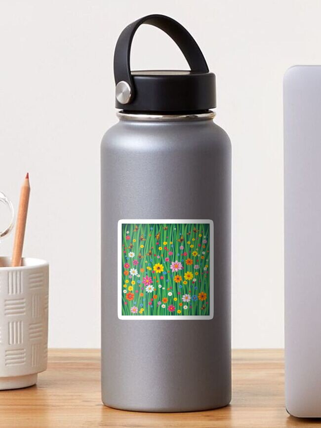 Thumbnail 1 von 3, Sticker, Springtime with flowers and butterflies, Frühlingswiese mit Blumen und Schmetterlingen designt und verkauft von Evelyn3112.