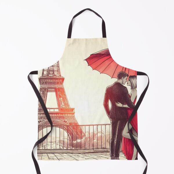 Item preview, Romantic Parisian Embrace Under Red Umbrella designed and sold by inkNext.