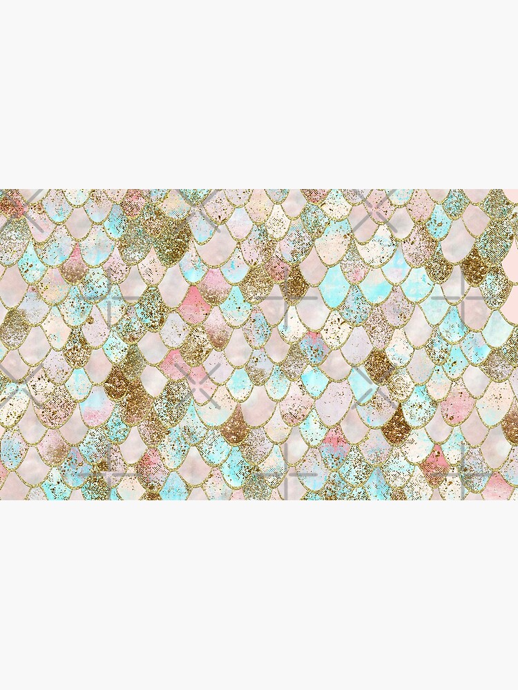 Watercolor Wonky Gold Glitter Pastel Summer Mermaid Scales by UtArt