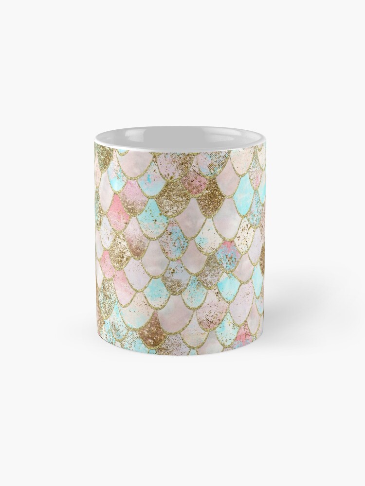 Alternate view of Watercolor Wonky Gold Glitter Pastel Summer Mermaid Scales Mug
