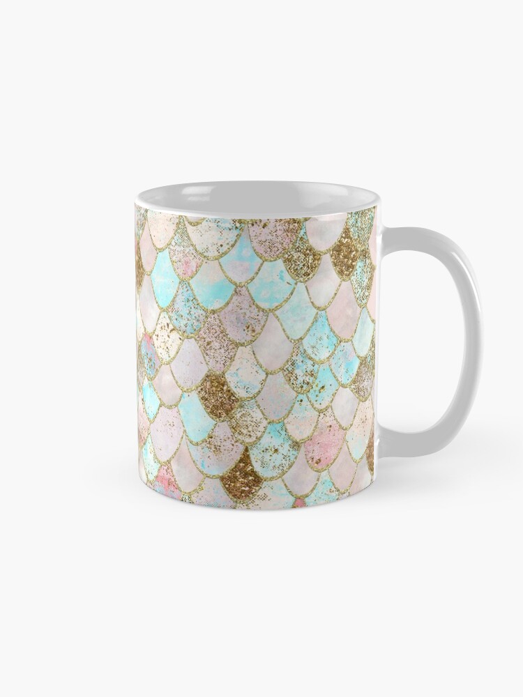 Alternate view of Watercolor Wonky Gold Glitter Pastel Summer Mermaid Scales Mug