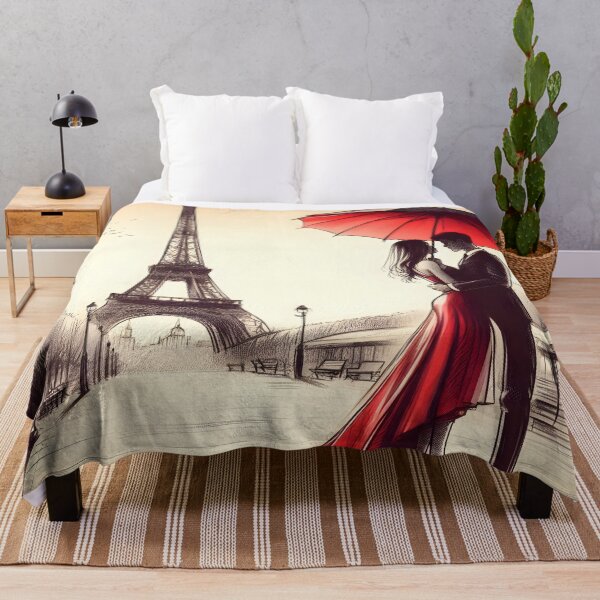 Item preview, Romantic Parisian Kiss Under Red Umbrella designed and sold by inkNext.