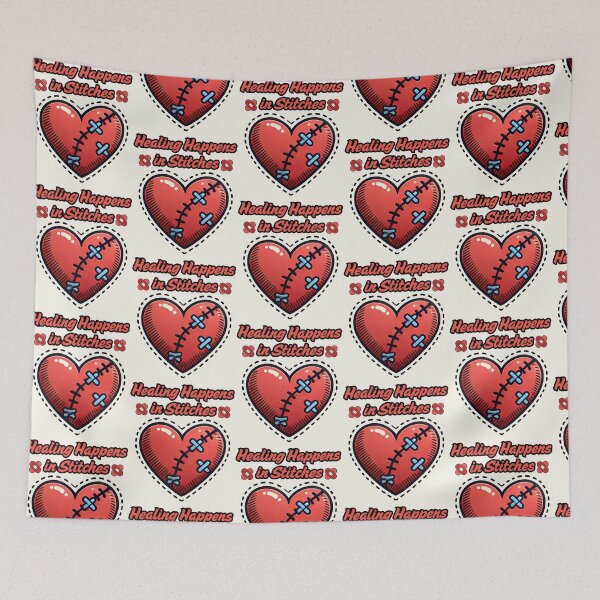 Item preview, Healing Happens in Stitches – Edgy Tattoo-Style Heart Design - Self Love - Love Yourself designed and sold by Dantin.