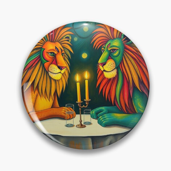 Item preview, Two lions having a drink at a table Two lions having drinks at the table, designed and sold by Evelyn3112.