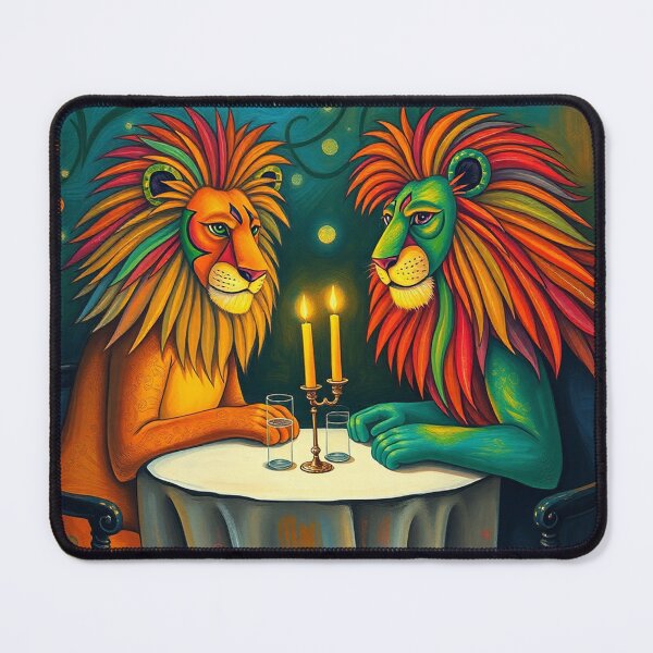 Item preview, Two lions having a drink at a table Two lions having drinks at the table, designed and sold by Evelyn3112.