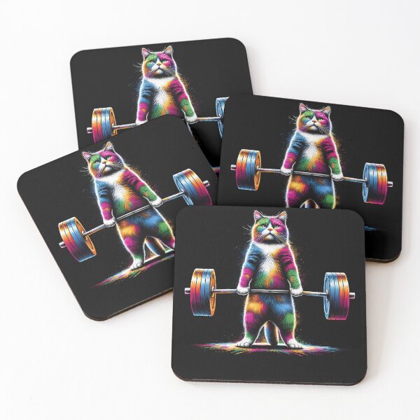 Item preview, Colorful Cat Kitten Deadlift Weightlifting Fitness Gym Lover designed and sold by Kimberley King Art  King Art.