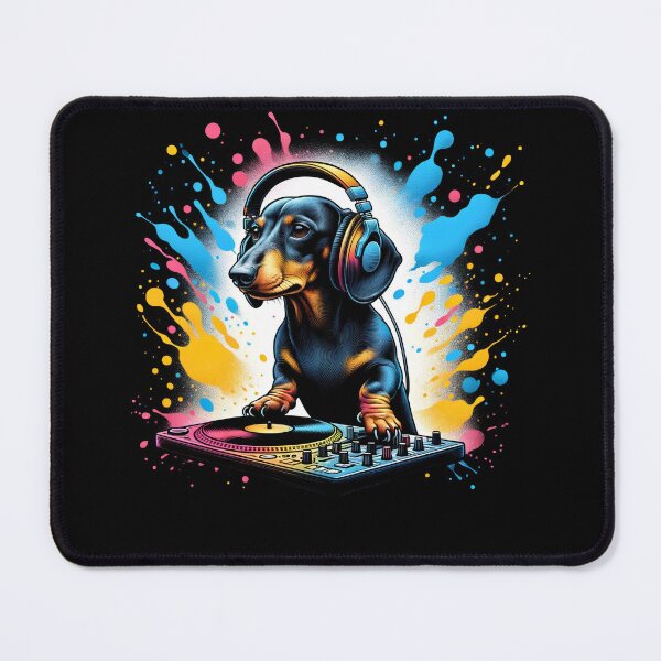 Item preview, Dachshund DJ DJing EDM Funky Dance Club designed and sold by Kimberley King Art  King Art.