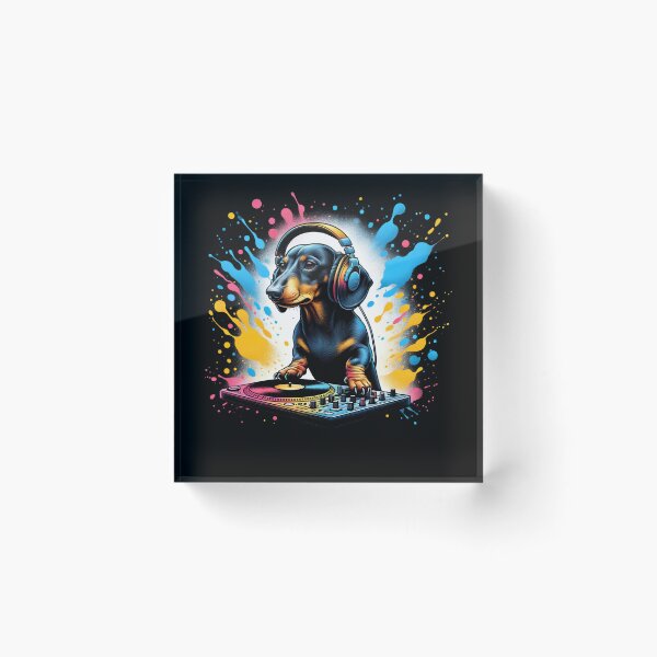 Item preview, Dachshund DJ DJing EDM Funky Dance Club designed and sold by Kimberley King Art  King Art.