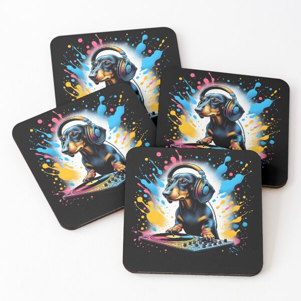 Item preview, Dachshund DJ DJing EDM Funky Dance Club designed and sold by Kimberley King Art  King Art.