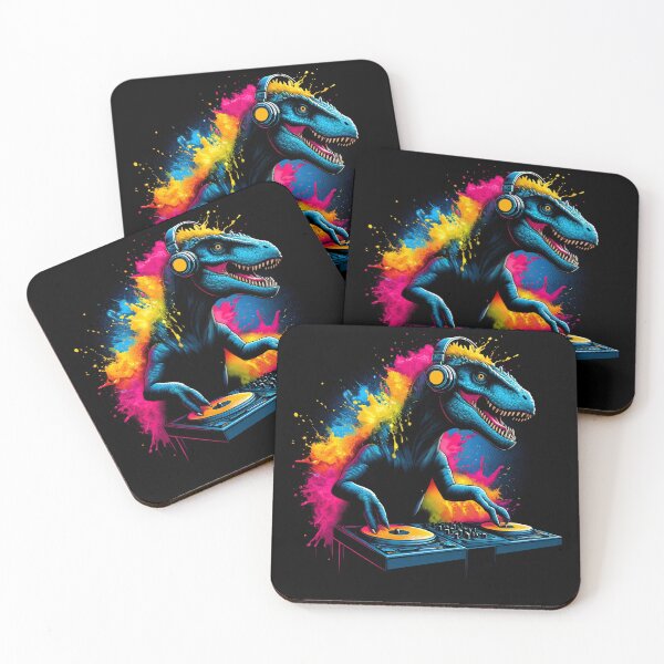 Item preview, Dinosaur DJ DJing EDM Funky Dance Club designed and sold by Kimberley King Art  King Art.
