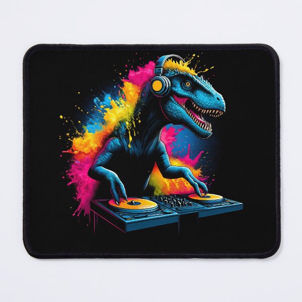 Item preview, Dinosaur DJ DJing EDM Funky Dance Club designed and sold by Kimberley King Art King Art.