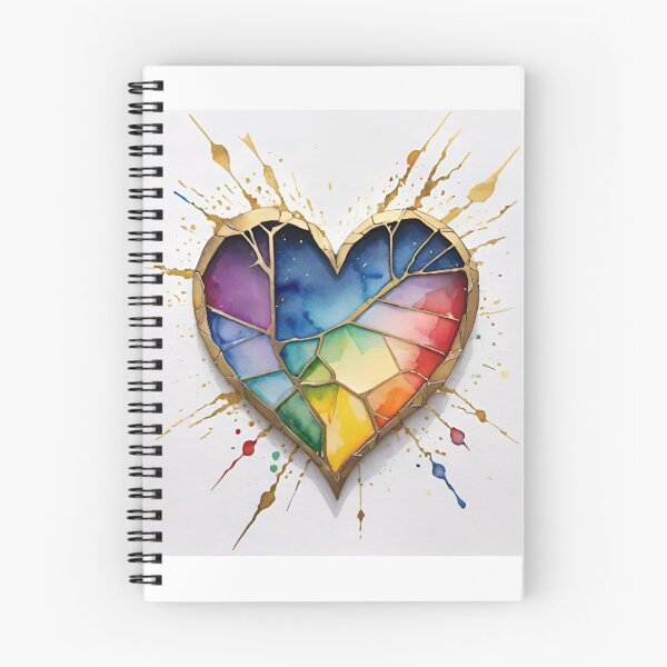 Item preview, Rainbow watercolour heart healed with Kintsugi  designed and sold by emmuk74.