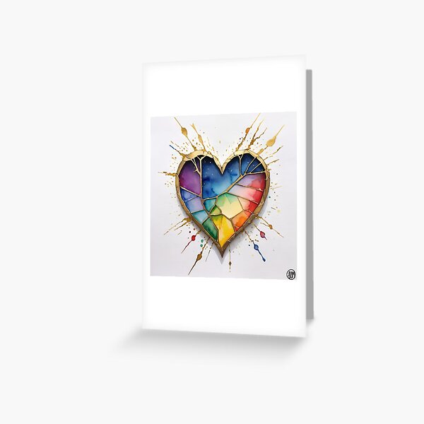 Item preview, Rainbow watercolour heart healed with Kintsugi  designed and sold by emmuk74.
