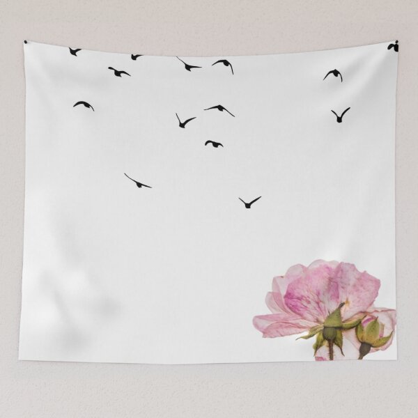 Item preview, pink roses and black birds designed and sold by Laviniaalexa1.