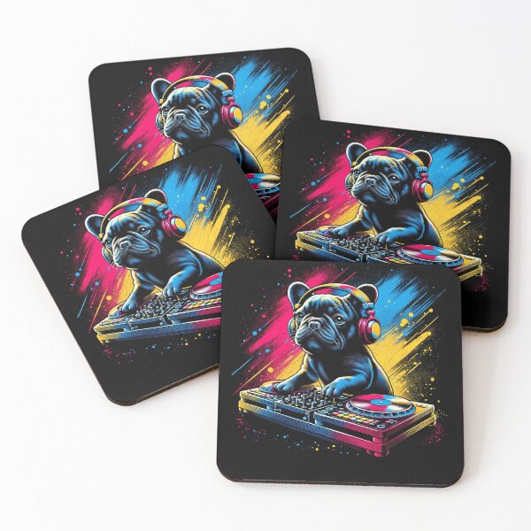 Item preview, French Bulldog DJ DJing EDM Funky Dance Club designed and sold by Kimberley King Art  King Art.