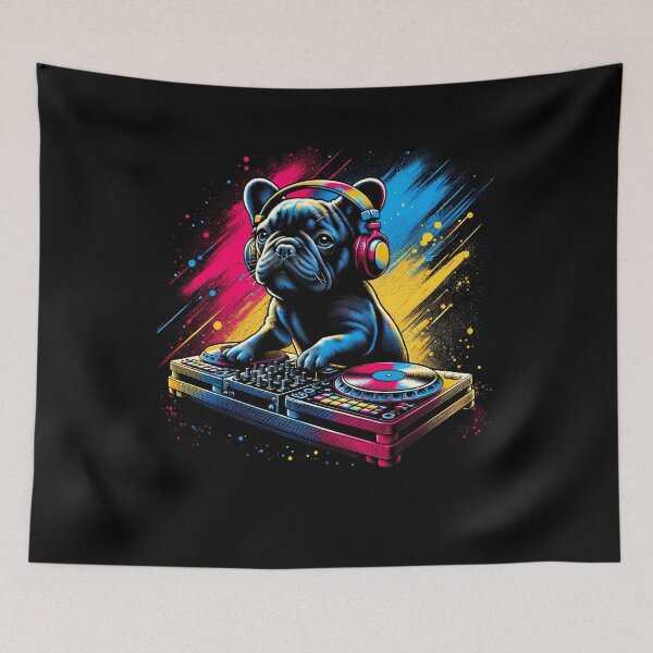 Item preview, French Bulldog DJ DJing EDM Funky Dance Club designed and sold by Kimberley King Art  King Art.