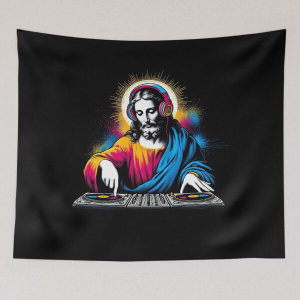 Item preview, Jesus DJ DJing EDM Funky Dance Club designed and sold by Kimberley King Art  King Art.