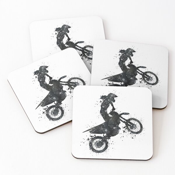 Item preview, Girl Motocross Black and White Silhouette Artwork designed and sold by LotusGifts.