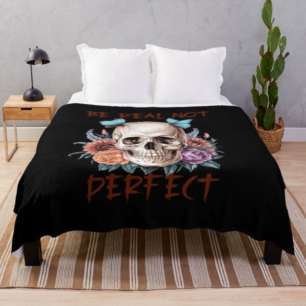 Item preview, Be Real Not Perfect – Skull and Flowers Aesthetic Art designed and sold by RebeccaRe.