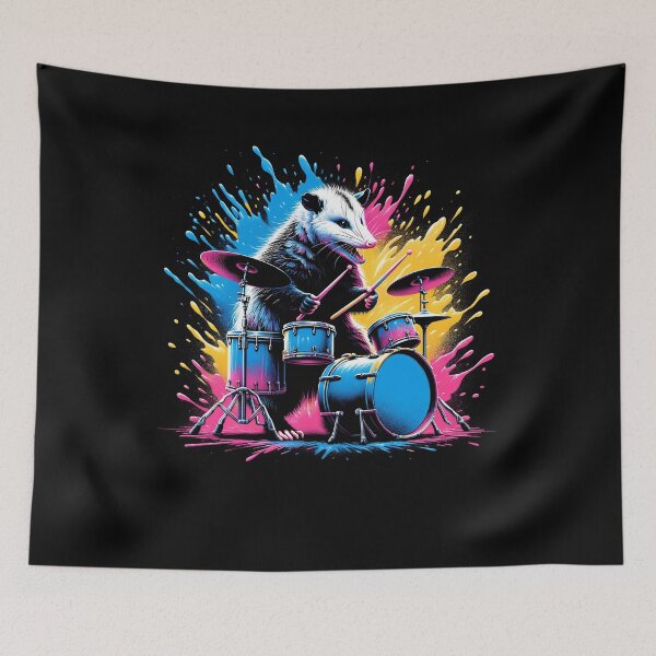 Item preview, Opossum Playing Drums Drumming Drummer Monster Rock designed and sold by Kimberley King Art  King Art.