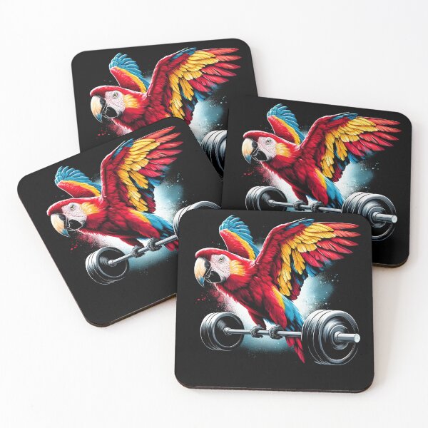Item preview, Funny Scarlet Macaw Parrot Deadlift Weightlifting Fitness Gym Lover designed and sold by Kimberley King Art  King Art.