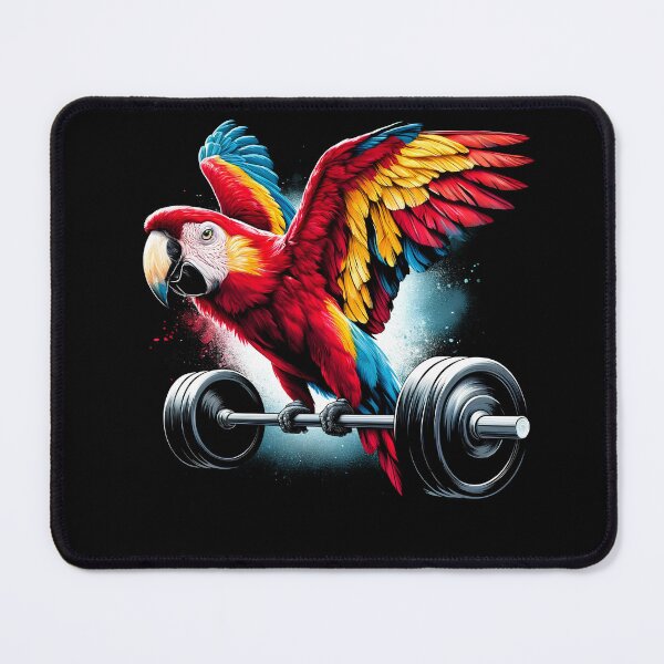 Item preview, Funny Scarlet Macaw Parrot Deadlift Weightlifting Fitness Gym Lover designed and sold by Kimberley King Art King Art.