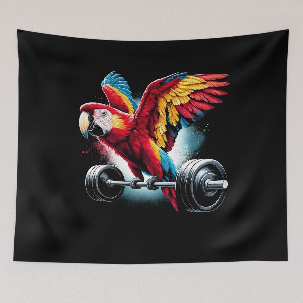 Item preview, Funny Scarlet Macaw Parrot Deadlift Weightlifting Fitness Gym Lover designed and sold by Kimberley King Art  King Art.
