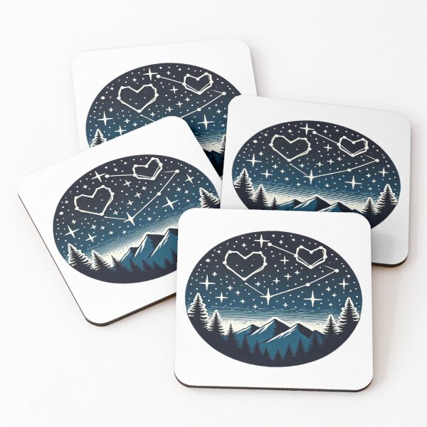 Item preview, Night Hearts with Starlit Night and Heart-Shaped Constellations - Serene Scenic Peaks designed and sold by KreaDesignOne.