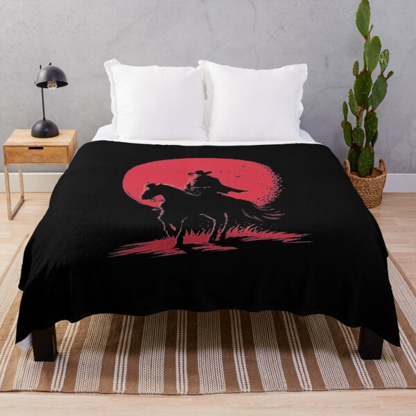 Item preview, Silhouette of Cowboy Riding Horse at Red Sunset designed and sold by love3617.