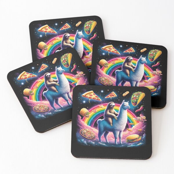 Item preview, Sloth Riding Llama Pizza Taco Burrito Burger Galaxy Rainbow designed and sold by Kimberley King Art  King Art.