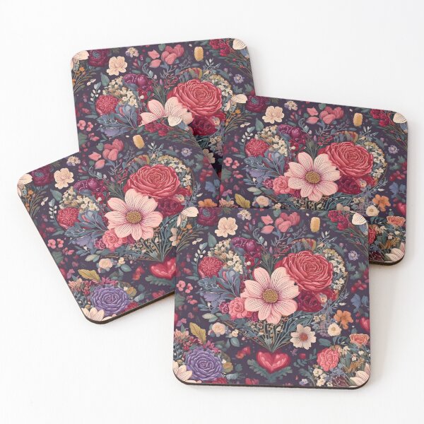Item preview, Flowers forming heart shape with a mix of bold and soft color florals designed and sold by Designbes.