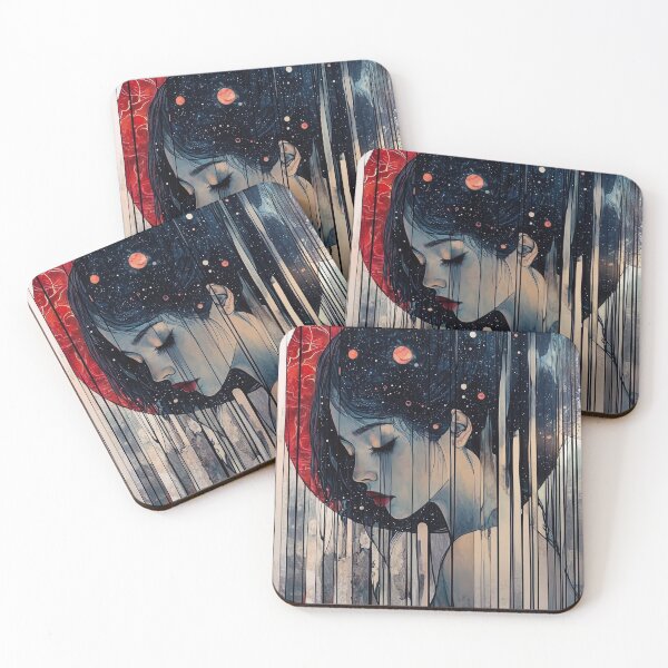 Item preview, Eastern Whisper. Demure female image in red, white and black. designed and sold by Shoot-The-Moon.
