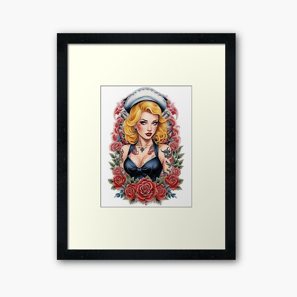 Item preview, Vintage Blonde Sailor Pin Up Tattoo designed and sold by MissSaylor.