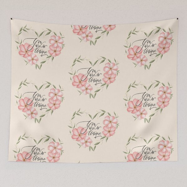 Item preview, Heart with flowers and saying. You are so unique. Love. designed and sold by Sandra Brezina.