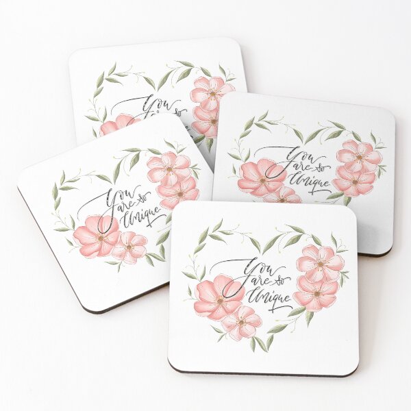 Item preview, Heart with flowers and saying. You are so unique. Love. designed and sold by Sandra Brezina.