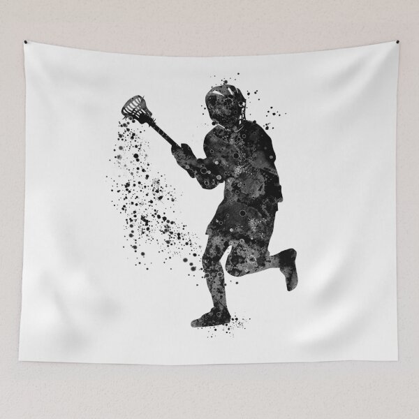 Item preview, Lacrosse Boy Player Black and White Art Gift designed and sold by LotusGifts.