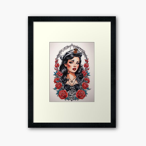 Item preview, Vintage Brunette Sailor Pin Up Tattoo Art designed and sold by MissSaylor.