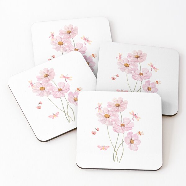 Item preview, The blooming pink flower botanical and butterfies  designed and sold by LaUnArt.