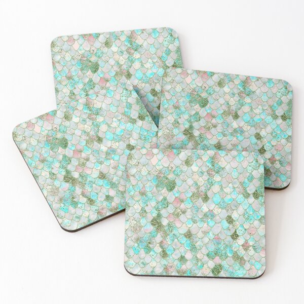 Item preview, Wonky Watercolor Seafoam Glitter Mermaid Scales  designed and sold by UtArt.