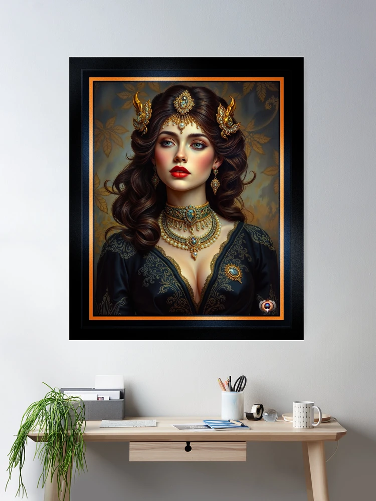 The Grace And Elegance Of The Classic Beauty Lysandra Vallière Alluring AI Concept Art by Xzendor7 Room Decor Poster Art Print