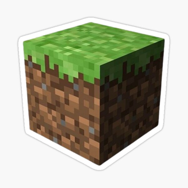 Vista previa del artículo con la obra «Pegatina de bloque de hierba de Minecraft», diseñado y vendido por ClayTonsShop.