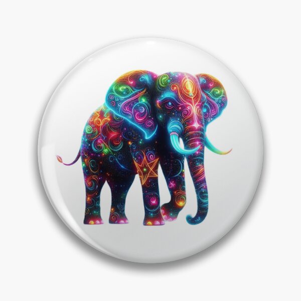 Item preview, Neon Glow Elephant – Psychedelic Vibrant Animal Art designed and sold by GloriousArtSKD.