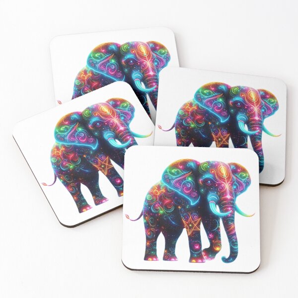 Item preview, Neon Glow Elephant – Psychedelic Vibrant Animal Art designed and sold by GloriousArtSKD.