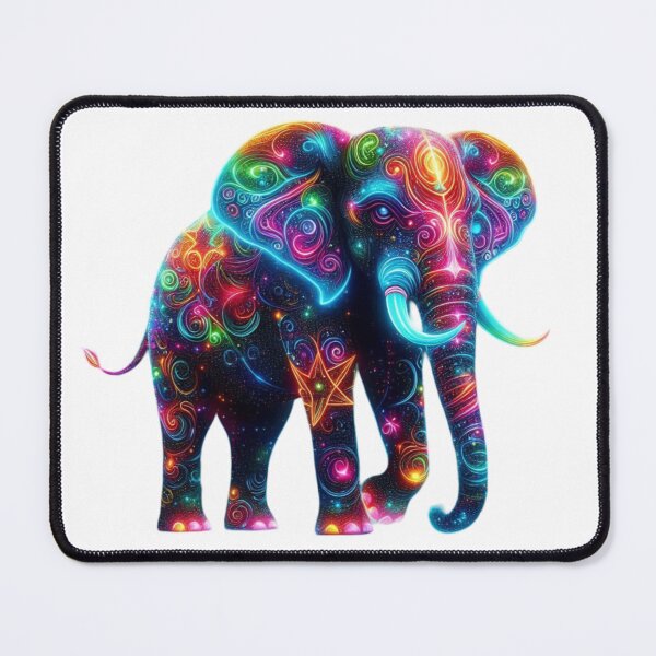 Item preview, Neon Glow Elephant – Psychedelic Vibrant Animal Art designed and sold by GloriousArtSKD.