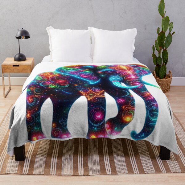 Item preview, Neon Glow Elephant – Psychedelic Vibrant Animal Art designed and sold by GloriousArtSKD.